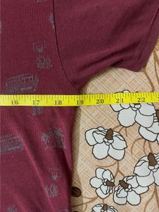 Maroon Printed Slim Fit T-Shirt For Men 👕