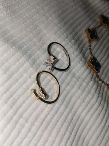 Stackable Rings with CZ Gems antitarnish pair of 2
