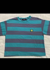 women’s crop Striped Smiley Face T-Shirt