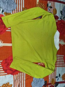 Lime Green Long Sleeve Top with Collar very new to