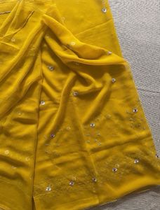 Yellow Embroidered Saree