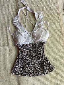 y2k Leopard Print Corset Top
