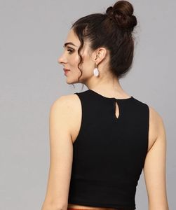 Patterned Sleeveless Crop Top