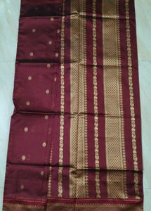 New Elegant Maroon Silk Saree with Gold Border