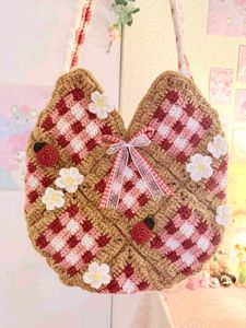 Crochet Strawberry cheque Bag