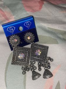 Antique Silver Jhumka Earrings