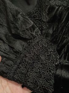 Vintage Elegant Black Velvet Lace Top