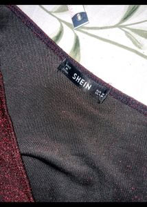 Shein Maroon Glitter Dress With Choker