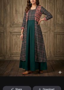 Elegant Checked  with Long Shrug attach kurt