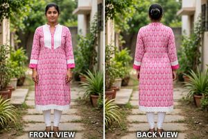 Stylish Pink Printed Kurta