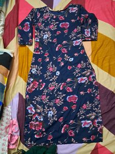 Beautiful Pink Floral N blue Kurti