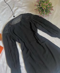 Chic Black Mesh Detail Dress