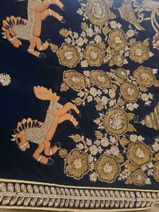 Party wear navy Blue lehenga saree
