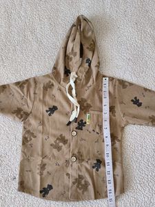 Cute Teddy Bear Print Hooded Shirt