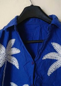 Blue Palm Tree Print Shirt