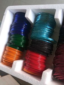 Assorted Colorful Glass Bangles Set