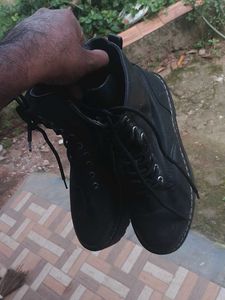 Black Leather Lace-Up Boots
