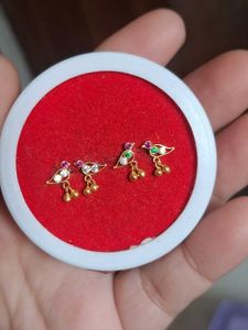 Heart Stud Earrings with Gemstones
