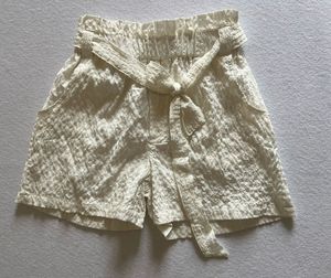Cream Tie Waist Shorts