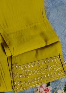 Elegant New Embroidered Yellow Kurta Set