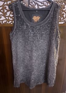 Gray Sequin summer Tank Top