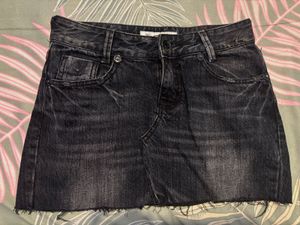 Low Waist Black Denim Mini Skirt