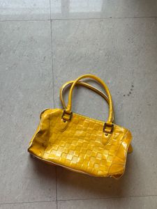 Bright Yellow Patent Leather Handbag