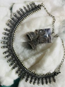 Oxidised Silver Choker Set