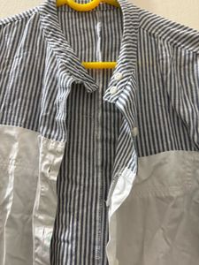 Striped &amp; White Panel Shirt