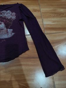 Unique Graphic Print Long Sleeve Top