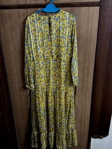 Yellow Floral Midi Dress