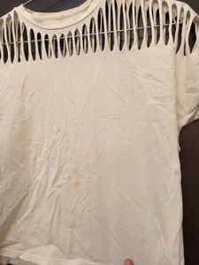 Trendy Cut-Out Ladder Neck White Crop Top