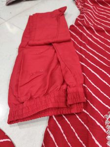 Red Bandhani Kurta Set