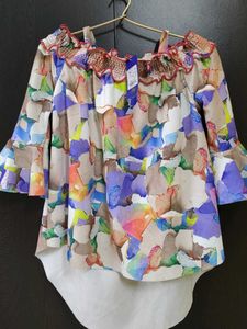 Boho Off-Shoulder Smocked Blouse