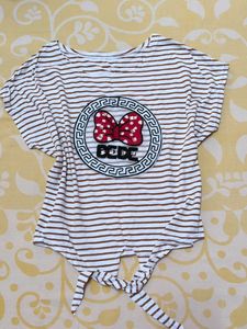 Striped Tie-Front Top with Bow Detail