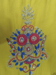 Yellow floral  Embroidered Kurta/dress