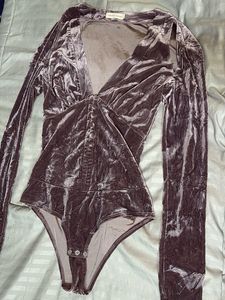 Velvet Plunge Neck Bodysuit