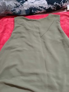 Women's Olive Green Sleeveless Top