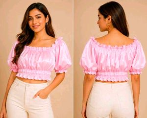 🔥 Buy 1, Get 1 Free🔥Chic Pink Puff Crop Top