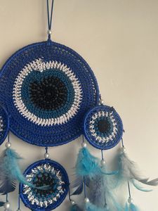 Handmade Crochet Dream Catcher - Evil Eye Design