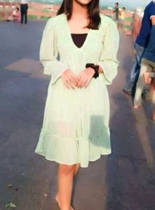 Charming Green Ruffled Midi Dress