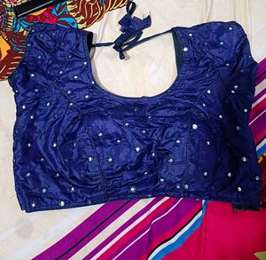 Elegant Blue Mirror Work Blouse