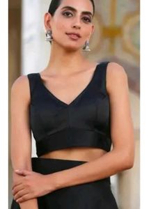 Elegant Black V-Neck Crop Blouse