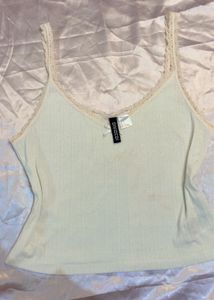 white H&amp;M trimmed top
