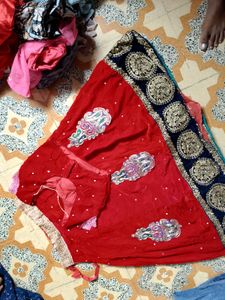 Red Embroidered Saree