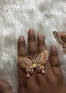 Butterfly rings with Rhinestones