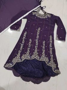 Purple lehenga with long top💝