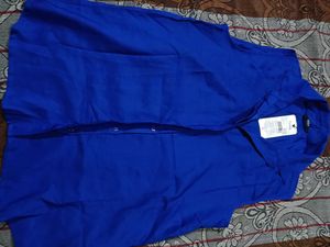 Shein Blue Sleeveless Collared Shirt