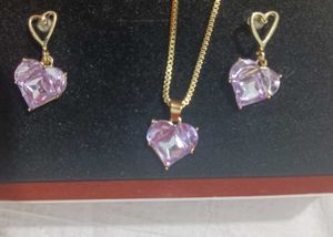 Heart Pendant Necklace &amp; Earrings Set