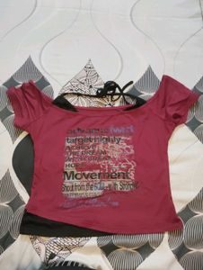 Off-Shoulder Graphic Print Top